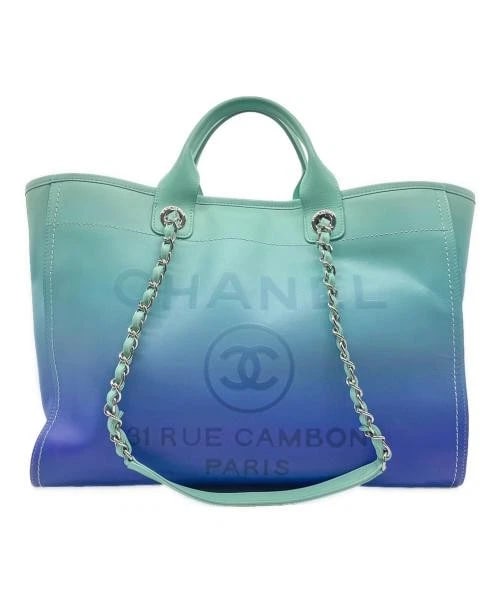 CHANEL DEAUVILLE GM CHAIN SHOULDER TOTE BAG: CHANEL Deauville GM Chain Shoulder Tote Bag Brand: CHANEL Type/Style: Handbag Material: Leather Color: Gradient Size: H:30.0cm / W:37.0cm / D:15.0cm Accessories: None Accessories Notice: W