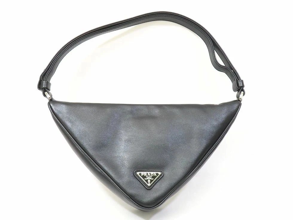 PRADA TRIANGLE CALF LEATHER SHOULDER BAG - 2