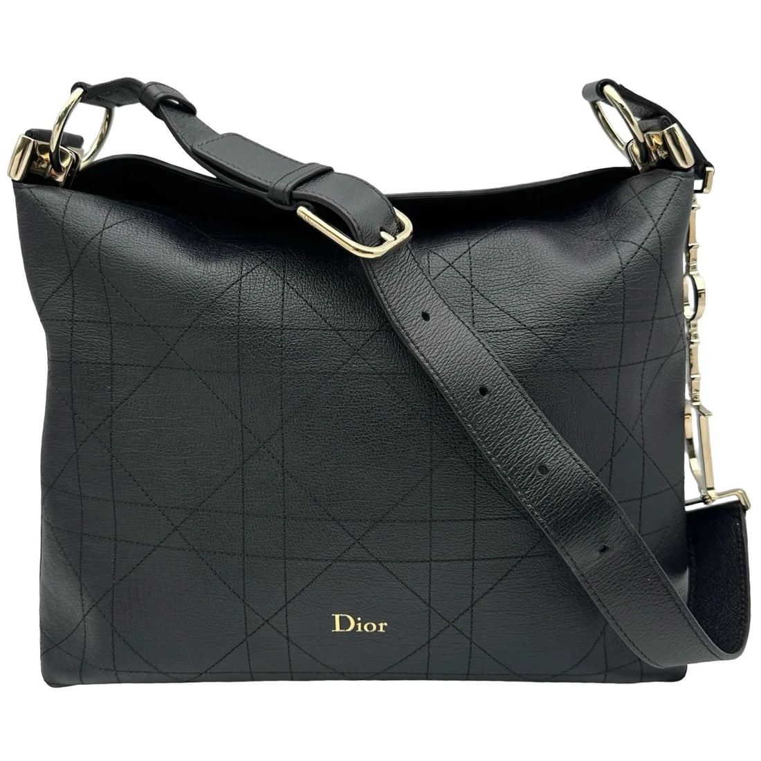 CHRISTIAN DIOR MEDIUM SHOULDER BAG BLACK GHW CALF: Christian Dior Medium Shoulder Bag Black GHW Calf Brand: Christian Dior Type/Style: Handbag Material: Calf Color: Black / GD Hardware Size: W: 31cm / H: 28.5cm / D: 8cm Accessories: None A