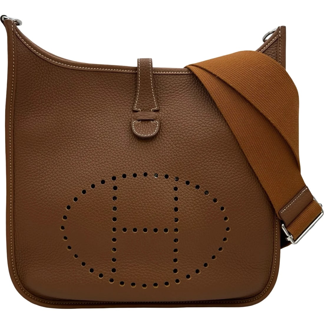 HERMES PM W STAMP GOLD SHW TAURILLON SHOULDER BAG: Hermes PM W Stamp Gold SHW Taurillon Shoulder Bag Brand: HERMES Type/Style: Handbag Material: Taurillon Color: Gold / Silver Hardware Size: W: 28cm / H: 27.5cm / D: 5.5cm Accessories: None