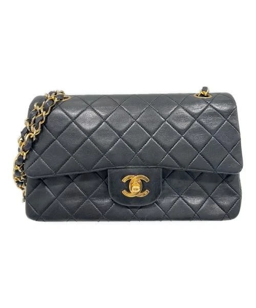 CHANEL CLASSIC 23 DOUBLE FLAP CHAIN SHOULDER BAG: CHANEL Classic 23 Double Flap Chain Shoulder Bag Brand: CHANEL Type/Style: Handbag Material: Lambskin Color: Black Size: H:12.0cm / W:23.0cm / D:6.0cm Accessories: None Accessories Notice: When