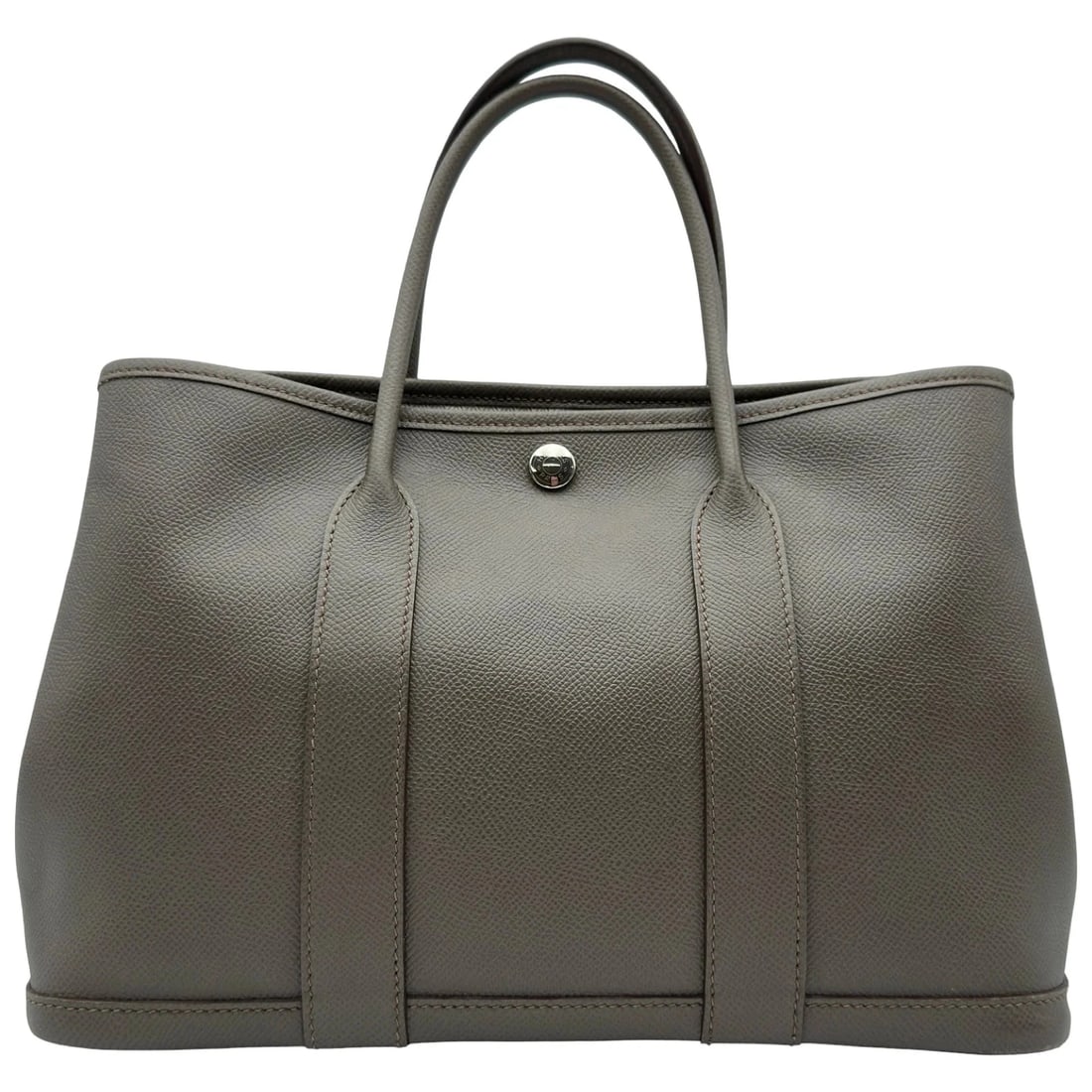 HERMES GARDEN PARTY TPM X STAMP ETAIN SHW EPSOM: HERMES Garden Party TPM X Stamp Etain SHW Epsom Brand: HERMES Type/Style: Handbag Material: Epson Color: Ethanol / SV Hardware Size: W: 30cm / H: 20.5cm / D: 13cm Accessories: None Accessories