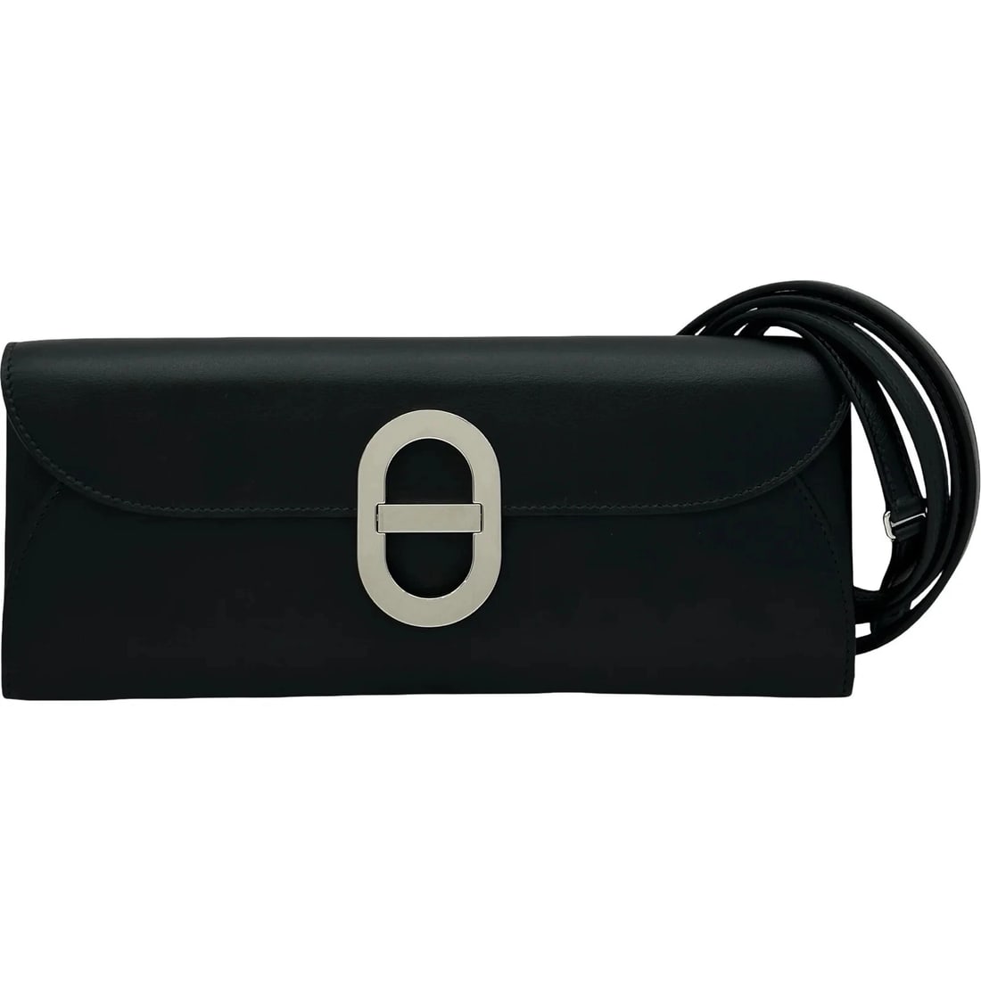 HERMES MYON BLACK SHW TADELAKT SHOULDER BAG: HERMES Myon Black SHW Tadelakt Shoulder Bag Brand: HERMES Type/Style: Handbag Material: Tadelakt Color: Black / SV Hardware Size: W: 23.5cm / H: 10cm / D: 2cm Accessories: None Accessories