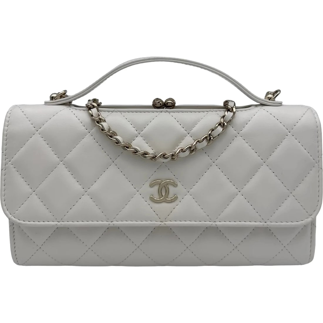 CHANEL MATELASS FLAP PHONE SHOULDER BAG WHITE GHW LAMBSKIN: CHANEL Matelass? Flap Phone Shoulder Bag White GHW Lambskin Brand: CHANEL Type/Style: Handbag Material: Lamb Color: White / GD Hardware Size: W: 22cm / H: 12.5cm / D: 3.5cm Accessories: None <