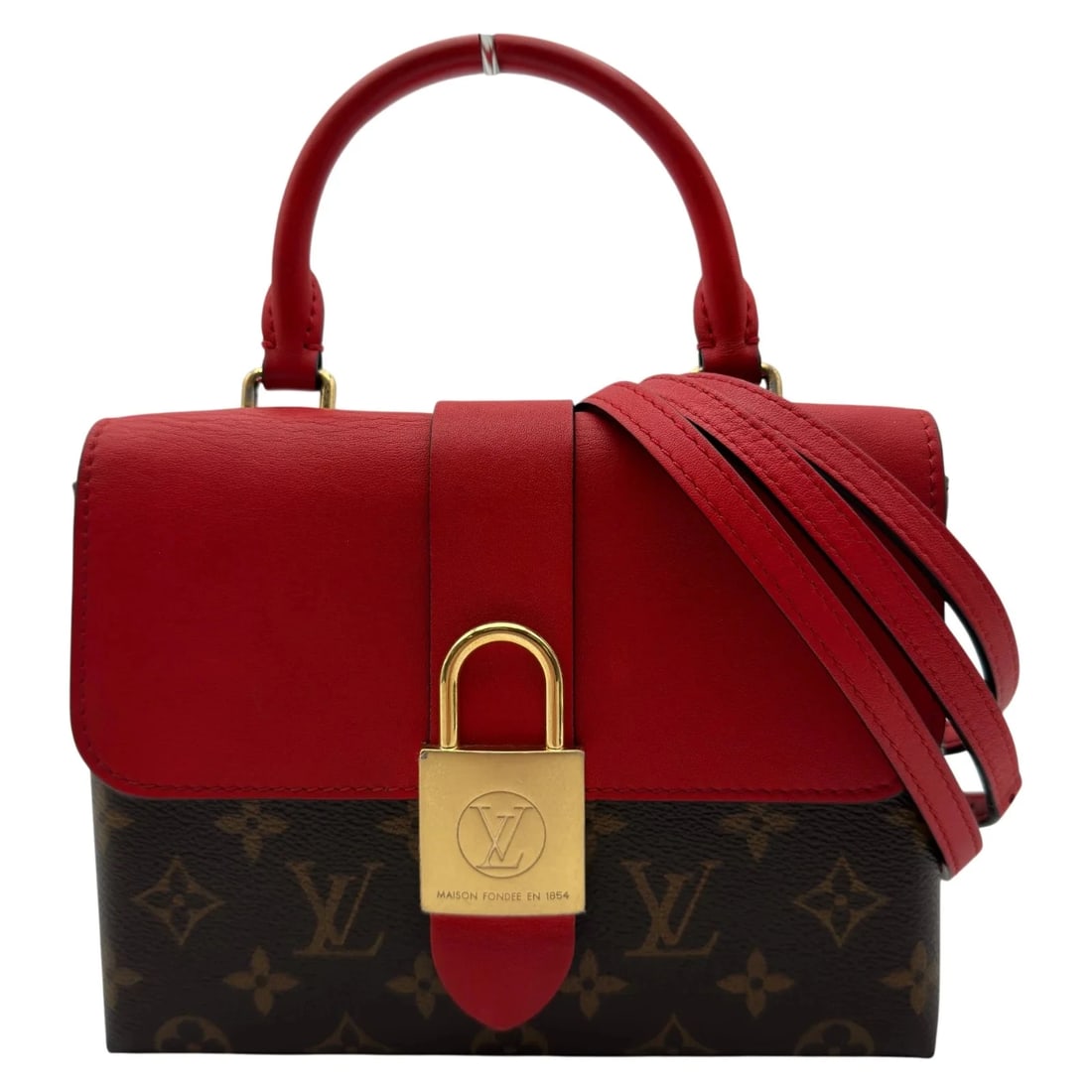 LOUIS VUITTON BB BROWN/RED MONOGRAM/LEATHER SHOULDER BAG (1 of 6)