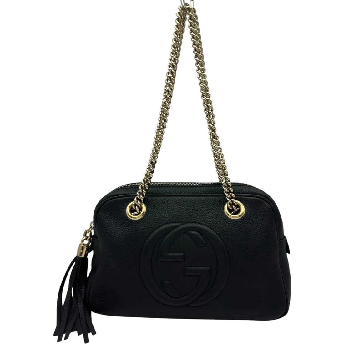GUCCI SOHO CHAIN BLACK: GUCCI Soho Chain Black Brand: GUCCI Type/Style: Handbag Material: Leather Color: black Size: W: 27.5cm / H: 17.5cm / D: 7cm Accessories: None Accessories Notice: When purchasing pre-owned goods,