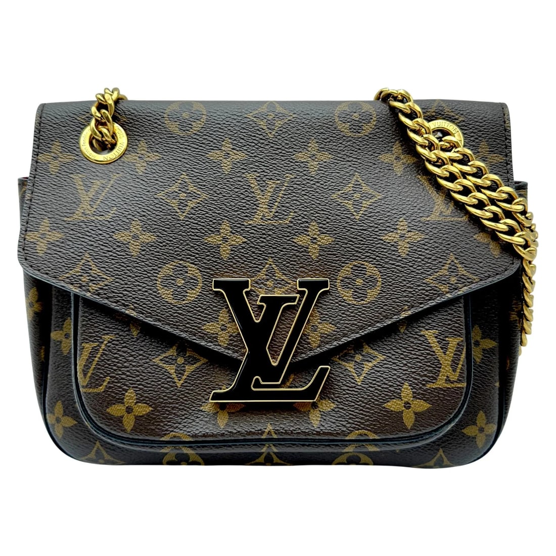 LOUIS VUITTON PASSY BROWN MONOGRAM/LEATHER SHOULDER BAG: LOUIS VUITTON Passy Brown Monogram/Leather Shoulder Bag Brand: LOUIS VUITTON Type/Style: Handbag Material: Monogram/Leather Color: brown Size: W: 21.5cm / H: 17.5cm / D: 7.5cm Accessories: None