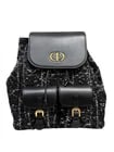 CHRISTIAN DIOR CARO BACKPACK MEDIUM CANNAGE TWEED BACKPACK: Christian Dior Caro Backpack Medium Cannage Tweed Backpack Brand: Christian Dior Type/Style: Handbag Material: Tweed Flap/Strap: Leather Color: black Size: H:26.0cm / W:22.5cm / D:10.0cm Accessories:
