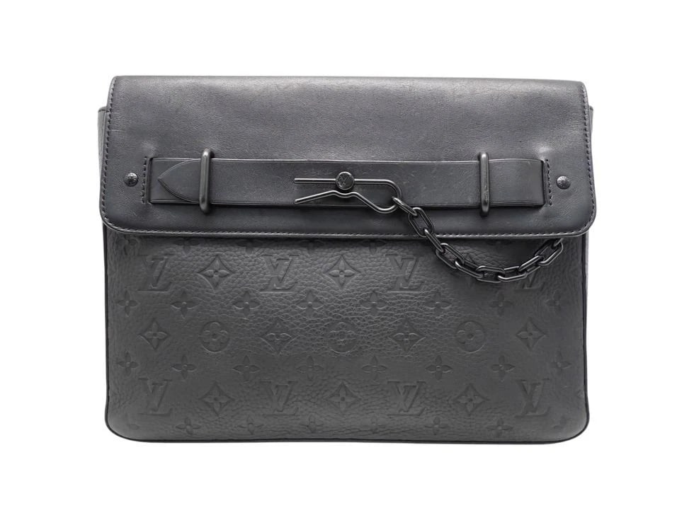 LOUIS VUITTON MONOGRAM TRIOMPHE NOIR POCHETTE CLUTCH BAG: Louis Vuitton Monogram Triomphe Noir Pochette Clutch Bag Brand: LOUIS VUITTON Type/Style: Handbag Material: Monogram Taurillon Noir Color: none Size: W 31.5 ? H 24.5 ? G 4cm Accessories: None