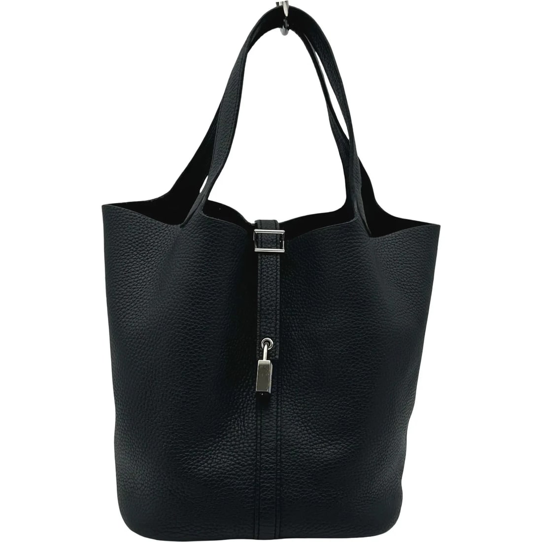 HERMES PICOTIN LOCK MMBLACK SHW TAURILLON LEATHER: Hermes Picotin Lock MMBlack SHW Taurillon Leather Brand: HERMES Type/Style: Handbag Material: Taurillon Color: Black / SV Hardware Size: W: 22cm / H: 21cm / D: 18cm Accessories: None Accessories
