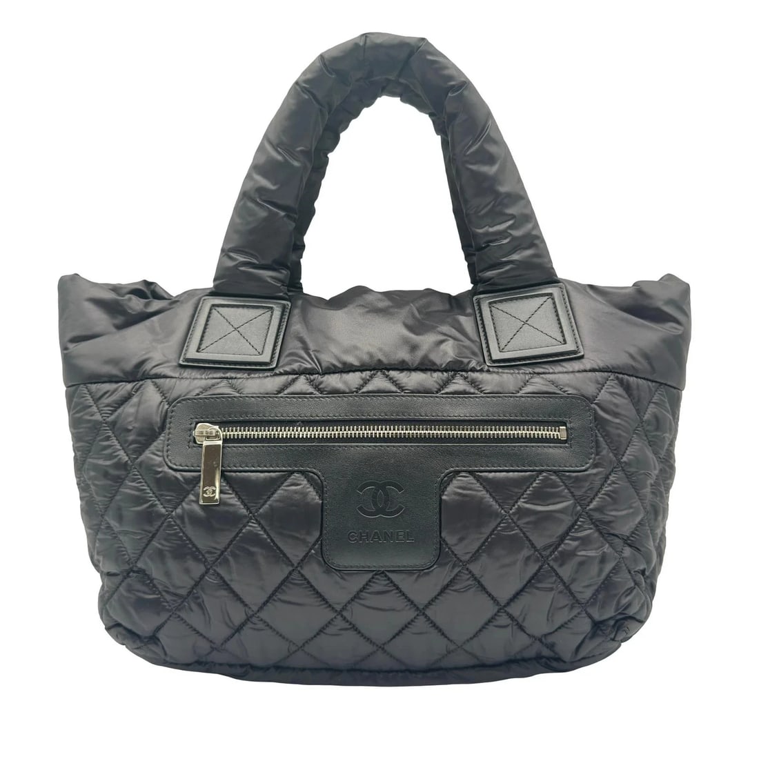 CHANEL COCO PM BLACK NYLON: CHANEL Coco PM Black Nylon Brand: CHANEL Type/Style: Handbag Material: Nylon Color: black Size: W: 27.5cm / H: 23.0cm / D: 12.5cm Accessories: None Accessories Notice: When purchasing pre-owned