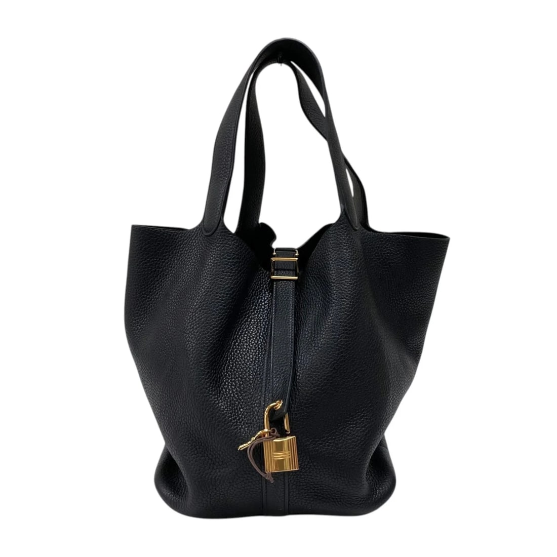 HERMES PICOTIN LOCK GM C STAMP BLACK: HERMES Picotin Lock GM C Stamp Black Brand: HERMES Type/Style: Handbag Material: Taurillon Clemence Color: Black / GD Hardware Size: W: 22cm / H: 26cm / D: 27cm Accessories: None Accessories Notice: