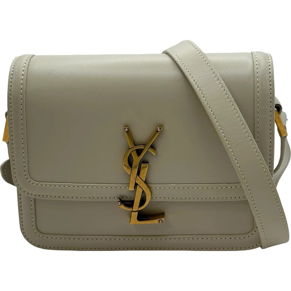 SAINT LAURENT SOLFRINO SMALL IVORY SHOULDER BAG: SAINT LAURENT Solf?rino Small Ivory Shoulder Bag Brand: SAINT LAURENT Type/Style: Handbag Material: Leather Color: ivory Size: W: 18.5cm / H: 14cm / D: 3cm Accessories: None Accessories Notice: When