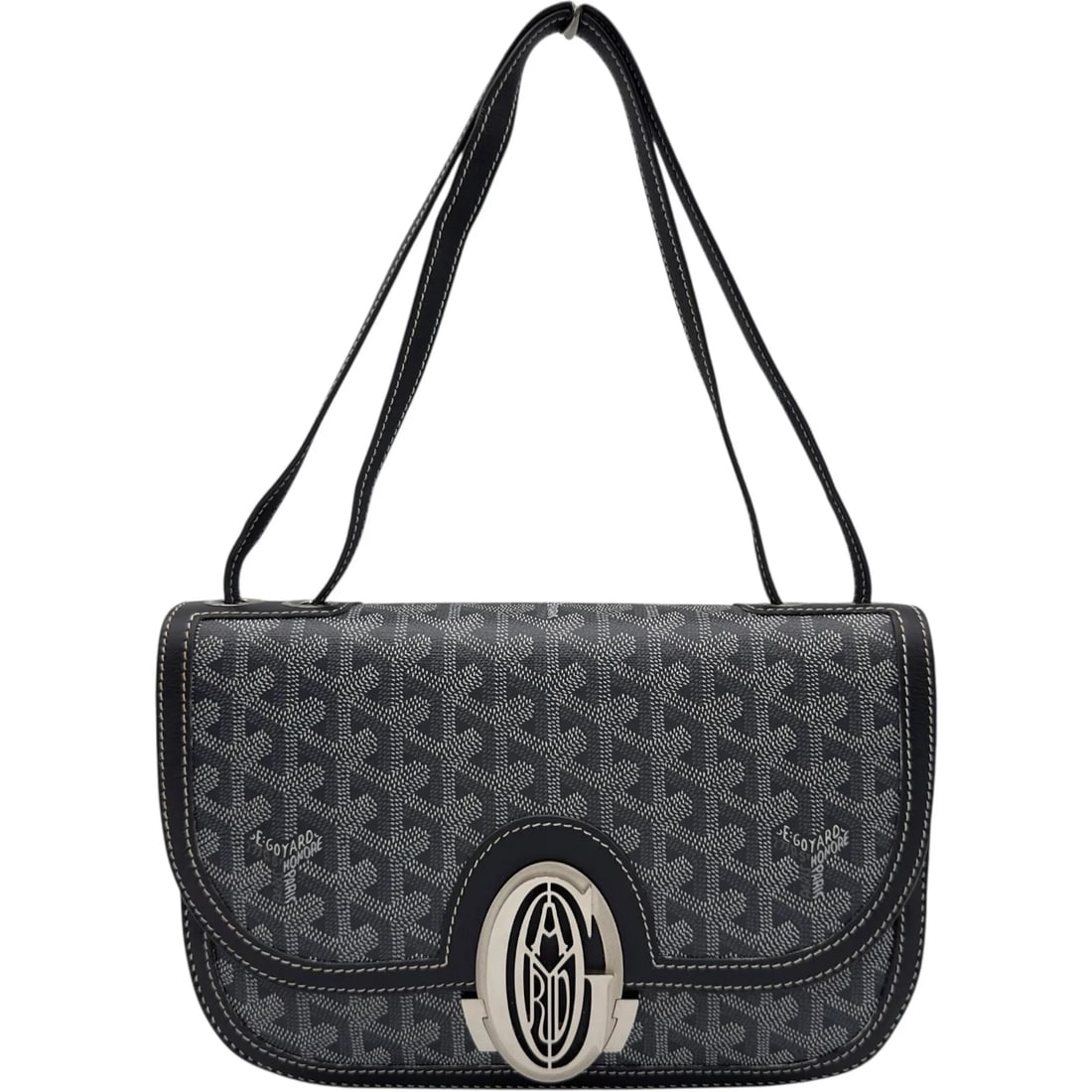 GOYARD PM GREY GOYARDINE CANVAS SHOULDER BAG: GOYARD PM Grey Goyardine Canvas Shoulder Bag Brand: GOYARD Type/Style: Handbag Material: Goyardine Canvas Color: gray Size: W: 26.5cm / H: 18cm / D: 6.5cm Accessories: None Accessories Notice: When