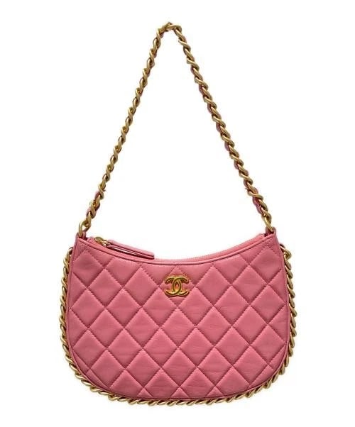 CHANEL HOBO CHAIN SHOULDER BAG: CHANEL Hobo Chain Shoulder Bag Brand: CHANEL Type/Style: Handbag Material: Leather Color: Pink Size: H:14.0cm / W:22.0cm / D:1.5cm Accessories: None Accessories Notice: When purchasing pre-owned
