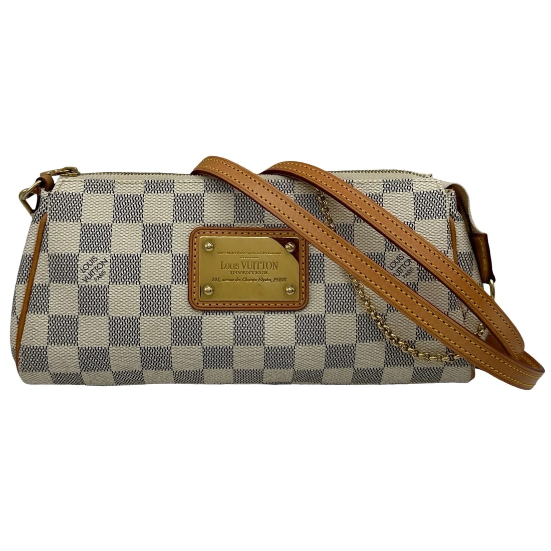LOUIS VUITTON EVA WHITE AZUR SHOULDER BAG: LOUIS VUITTON Eva White Azur Shoulder Bag Brand: LOUIS VUITTON Type/Style: Handbag Material: Azul Color: white Size: W: 25cm / H: 13cm / D: 3cm Accessories: None Accessories Notice: When purchasing