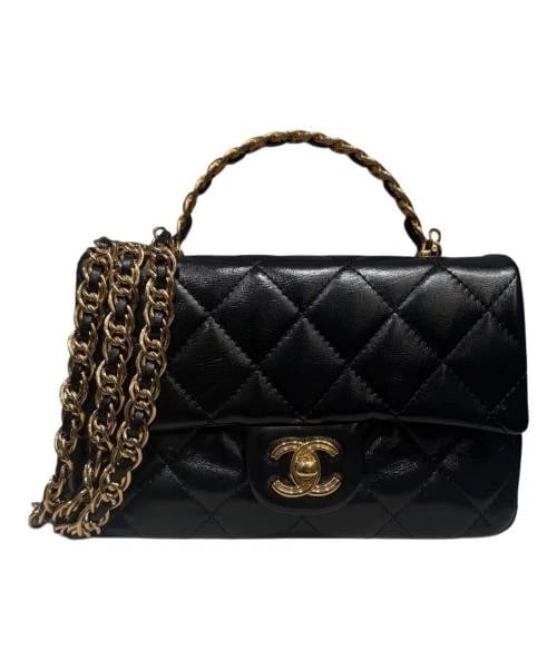 CHANEL TOP HANDLE CHAIN SHOULDER BAG: CHANEL Top Handle Chain Shoulder Bag Brand: CHANEL Type/Style: Handbag Material: Lambskin Color: Black Size: H:13.5cm / W:20.0cm / D:5.0cm Accessories: None Accessories Notice: When purcha