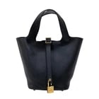 HERMES PICOTIN LOCK PM W STAMP BLACK: HERMES Picotin Lock PM W Stamp Black Brand: HERMES Type/Style: Handbag Material: Taurillon Clemence Color: Black / GD Hardware Size: W: 18cm / H: 18cm / D: 13cm Accessories: None Accessori