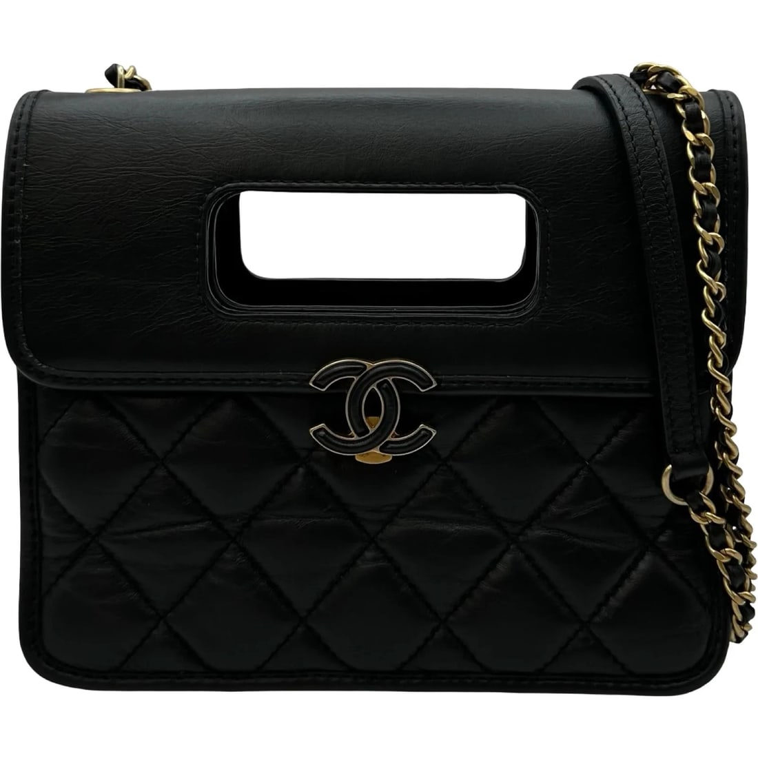 CHANEL MINI FLAP BAG BLACK AGED CALF SHOULDER BAG: CHANEL Mini Flap Bag Black Aged Calf Shoulder Bag Brand: CHANEL Type/Style: Handbag Material: Aged Calf Color: Black / GD Hardware Size: W: 20cm / H: 16.5cm / D: 6.5cm Accessories: None Accessories