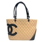 CHANEL CAMBON LINE LARGE TOTE BEIGE, BLACK: CHANEL Cambon Line Large Tote Beige, Black Brand: CHANEL Type/Style: Handbag Material: Lambskin Color: Beige, Black Size: W: 38cm / H: 25cm / D: 15cm Accessories: None Accessories Notice: