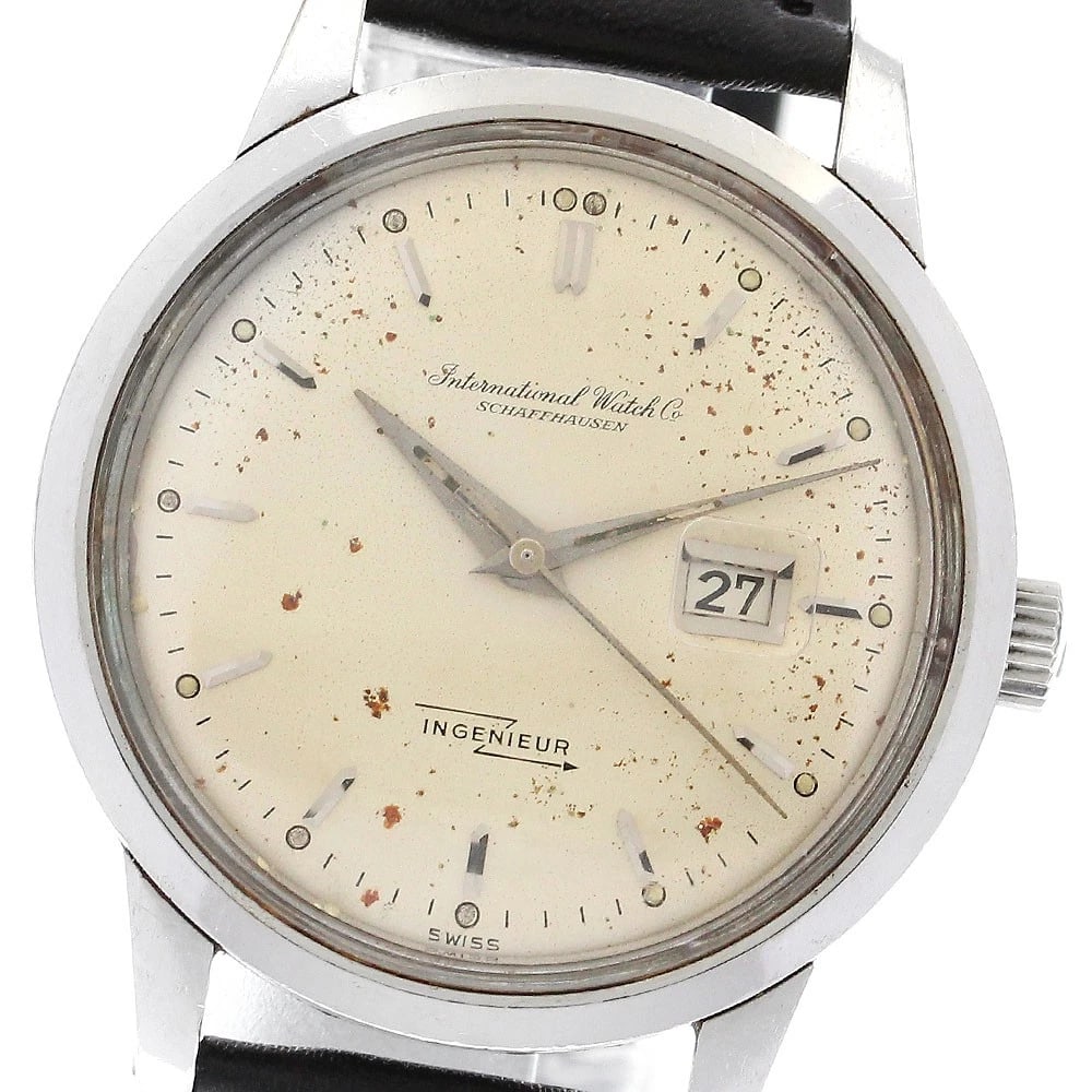 IWC SCHAFFHAUSEN IN JUNIOR CALDATE SILVER DIAL AUTOMATIC MEN'S, WATCH: IWC SCHAFFHAUSEN In junior caldate Silver Dial Automatic Men's, Watch Brand: IWC SCHAFFHAUSEN Type/Style: Wristwatch Material: Band Material leather, Case Material Stainless Steel / leather Color: