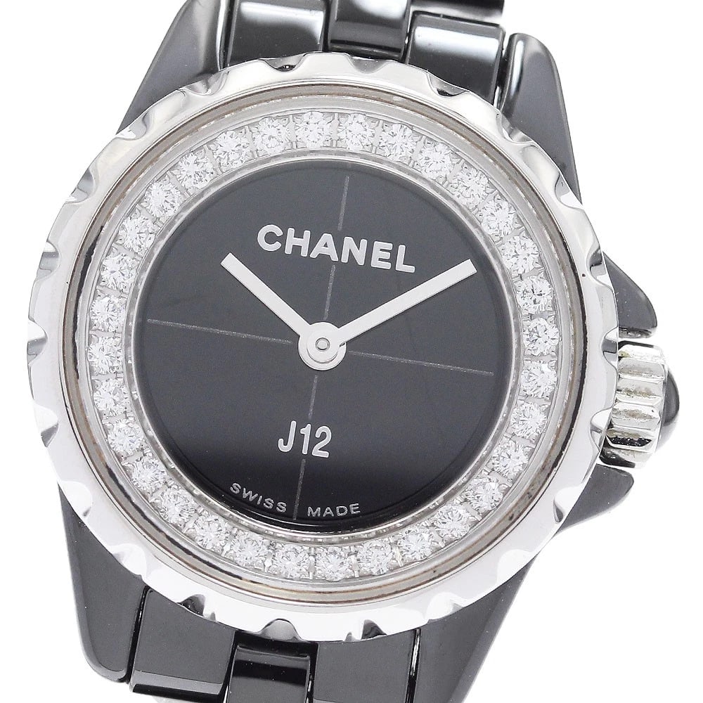 CHANEL J12 BLACK CERAMIC DIAMOND DIAL WATCH: CHANEL J12 Black ceramic diamond Dial Watch Brand: CHANEL Type/Style: Wristwatch Material: Band Material Ceramic / Stainless Steel, Case Material Ceramic / Stainless Steel Color: Band Color Black /