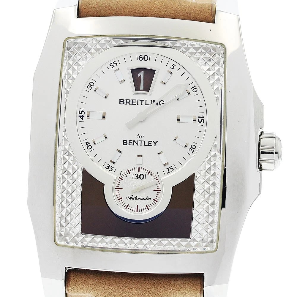 BREITLING BENTLEY FLYING DATE SMALL SECOND AUTOMATIC WATCH: BREITLING Bentley Flying Date Small Second Automatic Watch Brand: BREITLING Type/Style: Wristwatch Material: Band Material leather, Case Material Stainless Steel Color: Band Color beige, Dial Color