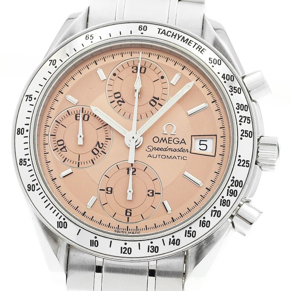 OMEGA SPEEDMASTER CHRONOGRAPH PINK AUTOMATIC WATCH: OMEGA Speedmaster Chronograph pink Automatic Watch Brand: OMEGA Type/Style: Wristwatch Material: Band Material Stainless Steel, Case Material stainless Steel /stainless steel Color: Band Color