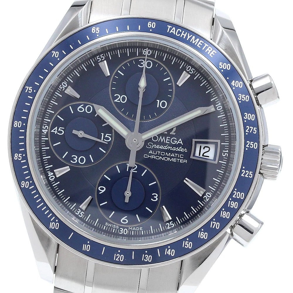 OMEGA SPEEDMASTER DATE CHRONOGRAPH BLUE AUTO WATCH: OMEGA Speedmaster Date Chronograph blue Auto Watch Brand: OMEGA Type/Style: Wristwatch Material: Band Material Stainless Steel, Case Material Stainless Steel / Stainless Steel Color: Band Color