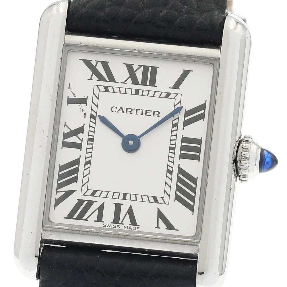CARTIER TANK MAST SM SILVER DIAL QUARTZ LADIES WATCH: CARTIER Tank mast SM Silver Dial Quartz Ladies Watch Brand: CARTIER Type/Style: Wristwatch Material: Band Material leather, Case Material Stainless Steel / leather Color: Band Color black, Dial Color
