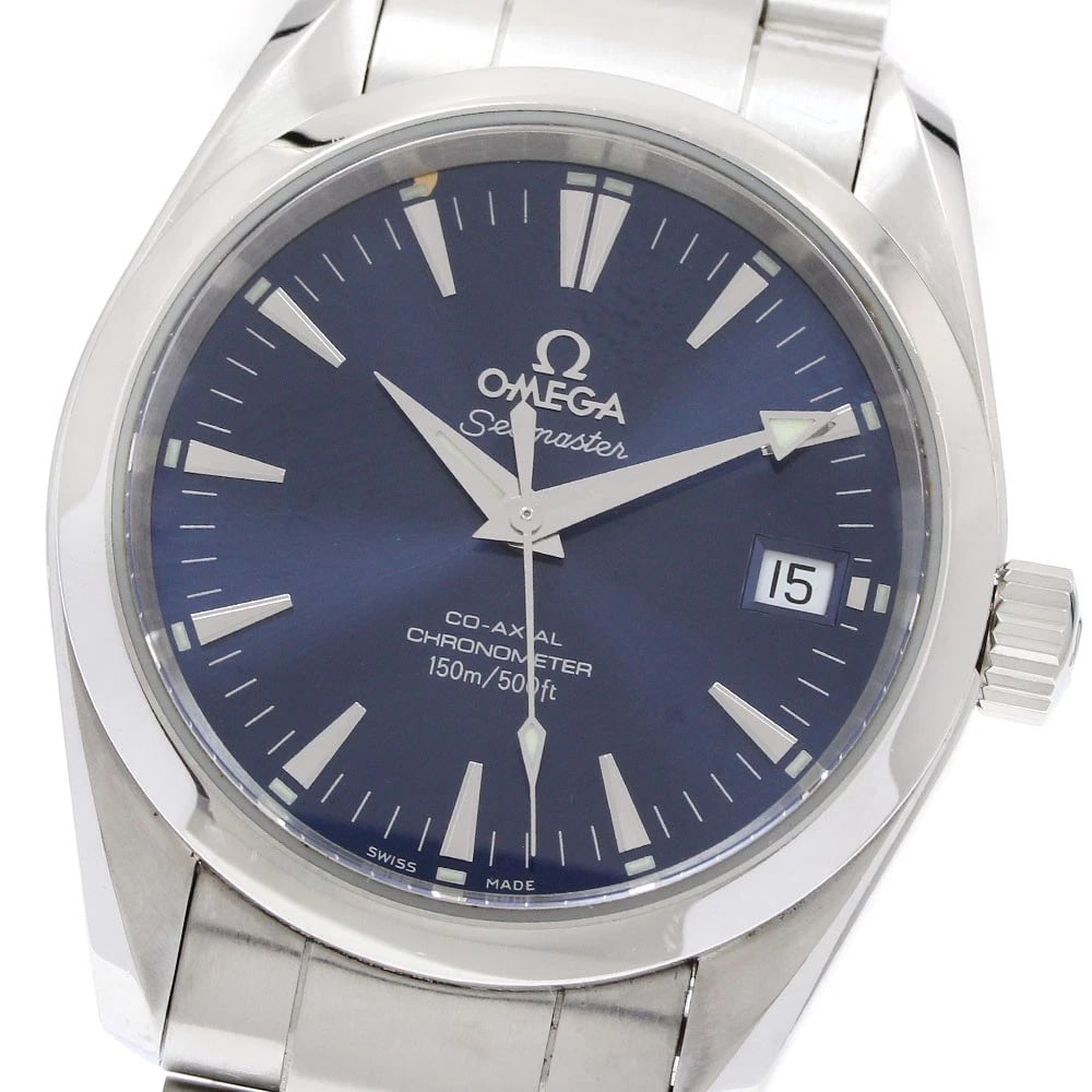 OMEGA SEAMASTER AQUA TERRA DATE NAVY AUTOMATIC WATCH: OMEGA Seamaster Aqua Terra Date Navy Automatic Watch Brand: OMEGA Type/Style: Wristwatch Material: Band Material Stainless Steel, Case Material Stainless Steel / Stainless Steel Color: Band Color