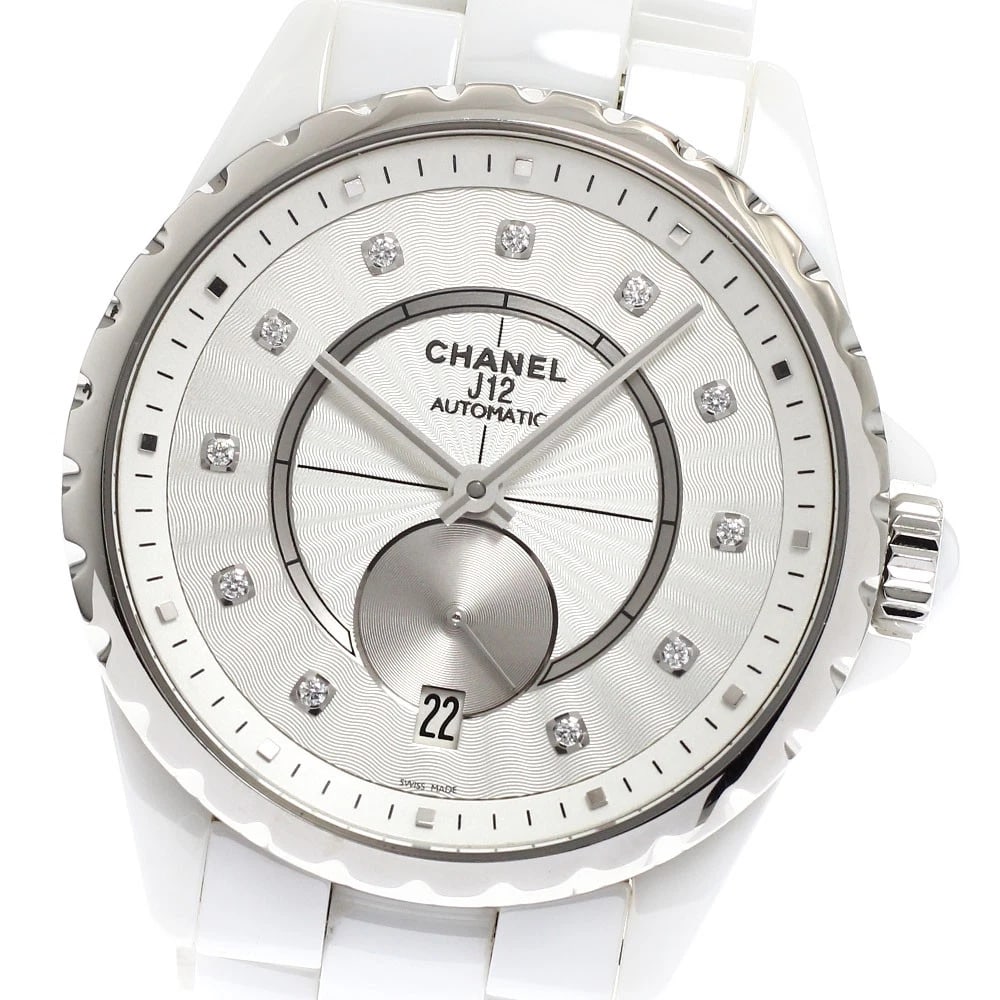 CHANEL WHITE CERAMIC DIAMOND DATE AUTOMATIC BOY'S WATCH: CHANEL White ceramic diamond date Automatic Boy's Watch Brand: CHANEL Type/Style: Wristwatch Material: Band Material ceramic, Case Material Ceramic / Stainless Steel Color: Band Color white, Dial