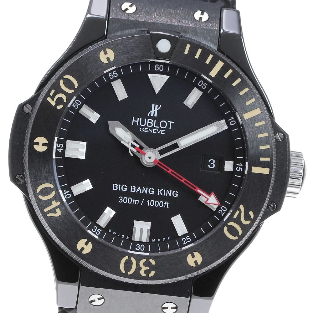 HUBLOT BIG BANG KING BLACK MAGIC AUTOMATIC WATCH: HUBLOT Big Bang King Black Magic Automatic Watch Brand: HUBLOT Type/Style: Wristwatch Material: Band Material rubber, Case Material Stainless Steel/rubber Color: Band Color black, Dial Color black,
