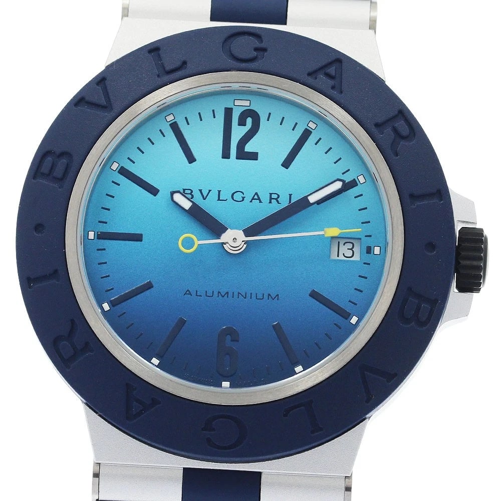 BVLGARI ALUMINUM CAPRI DATE BLUE DIAL AUTOMATIC MEN'S, WATCH: BVLGARI Aluminum Capri Date blue Dial Automatic Men's, Watch Brand: BVLGARI Type/Style: Wristwatch Material: Band Material Rubber / aluminum, Case Material Rubber / aluminum / Rubber / aluminum