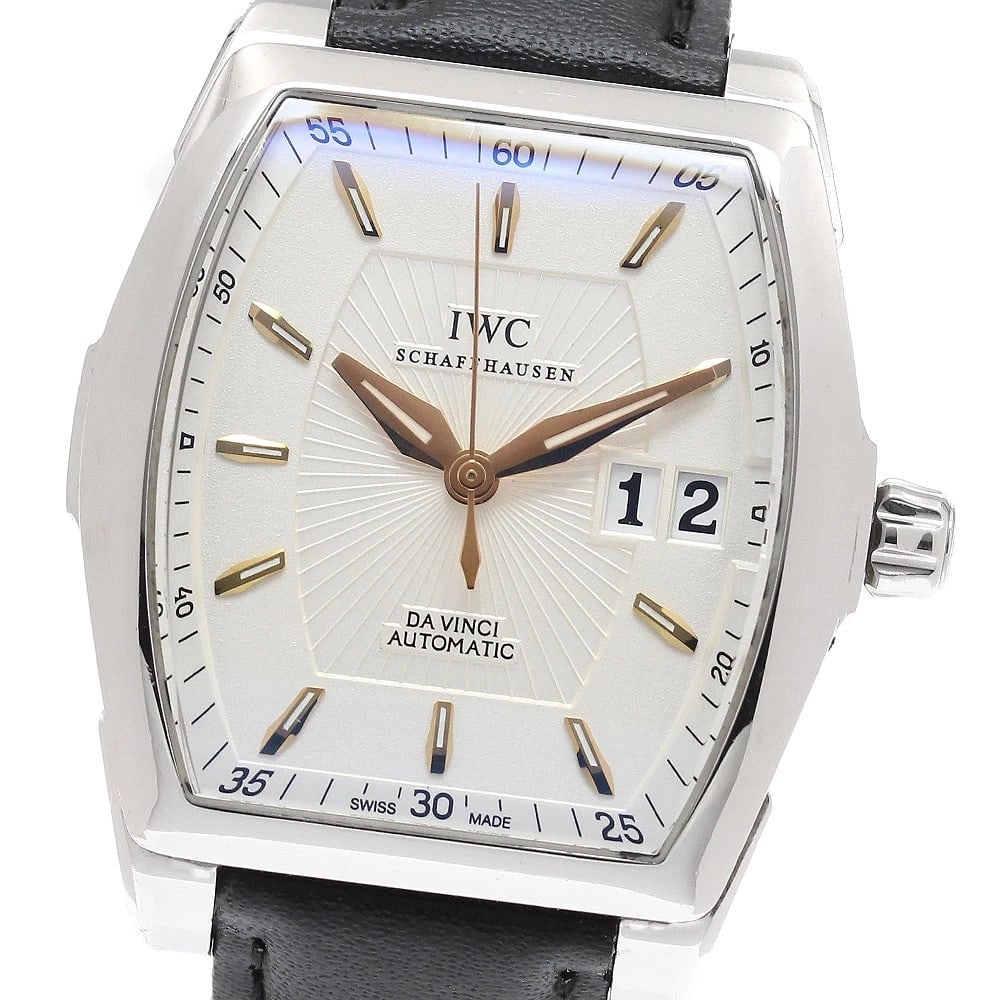 IWC SCHAFFHAUSEN DA VINCI DATE SILVER DIAL AUTOMATIC WATH, WATCH: IWC SCHAFFHAUSEN Da Vinci Date Silver Dial Automatic Wath, Watch Brand: IWC SCHAFFHAUSEN Type/Style: Wristwatch Material: Band Material leather, Case Material Stainless Steel Color: Band Color black,