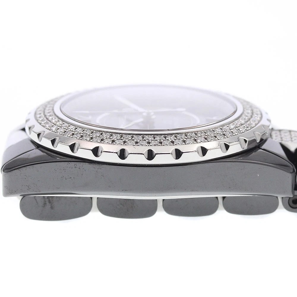 CHANEL BLACK CERAMIC DATE DIAMOND BEZEL AUTOMATIC WATCH - 4