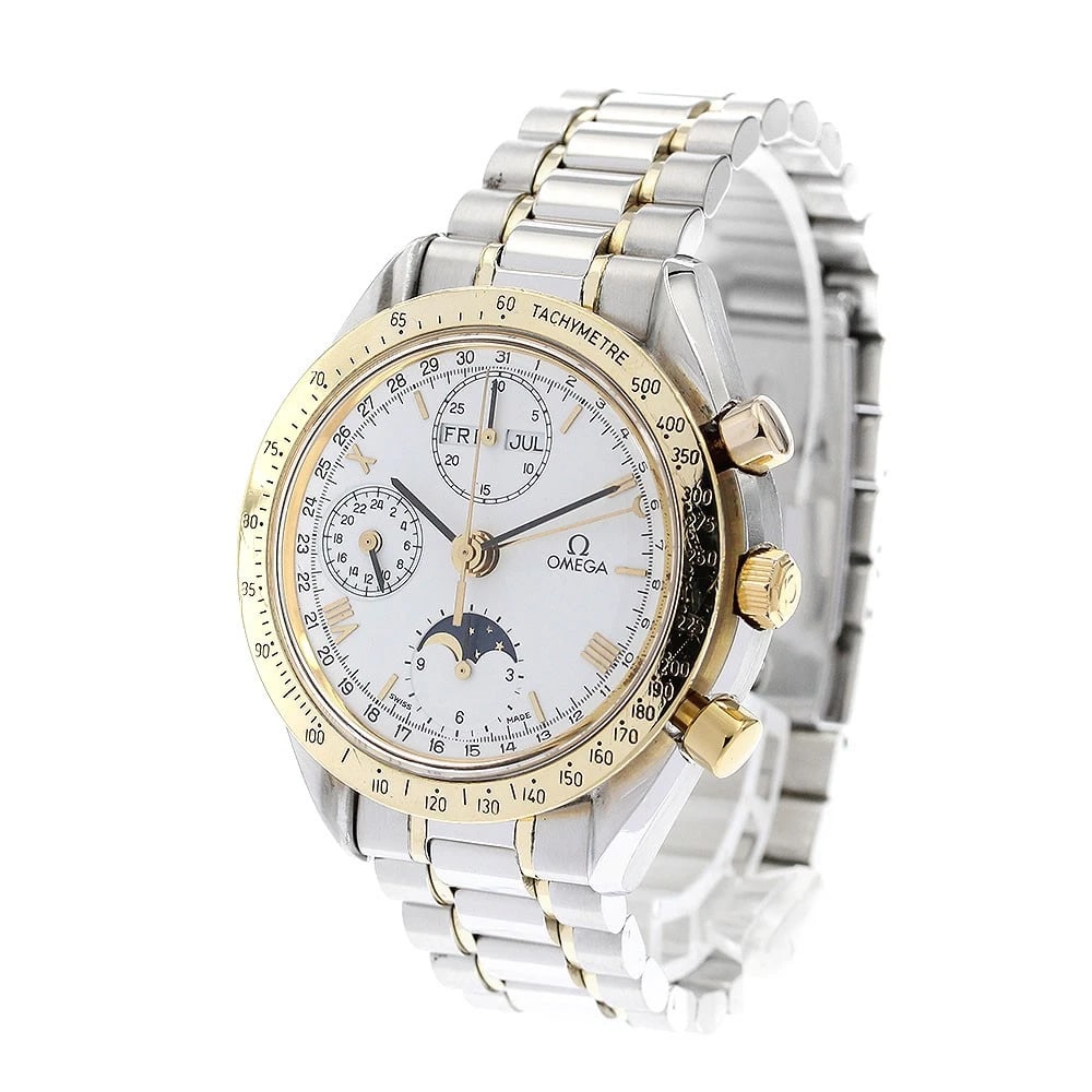 OMEGA SPEEDMASTER MOON PHASE WHITE AUTOMATIC WATCH - 2