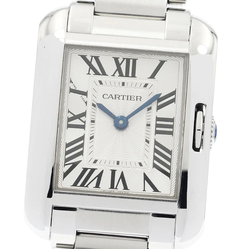 CARTIER TANK ANGLAZE SILVER DIAL QUARTZ LADIES WATCH: CARTIER Tank Anglaze Silver Dial Quartz Ladies Watch Brand: CARTIER Type/Style: Wristwatch Material: Band Material Stainless Steel, Case Material Stainless Steel / Stainless Steel Color: Band Color