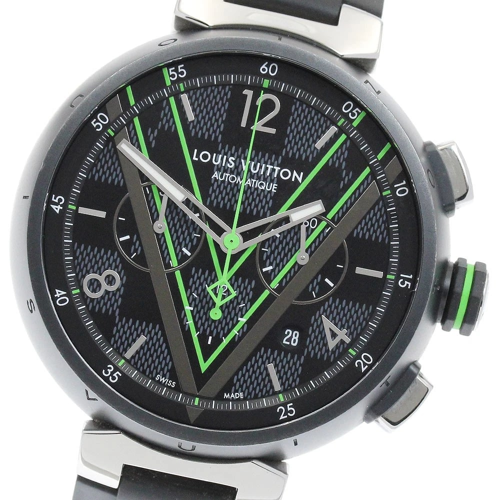 LOUIS VUITTON TAMBOUR DAMIER GRAPHITE AUTOMATIC WATCH (1 of 5)