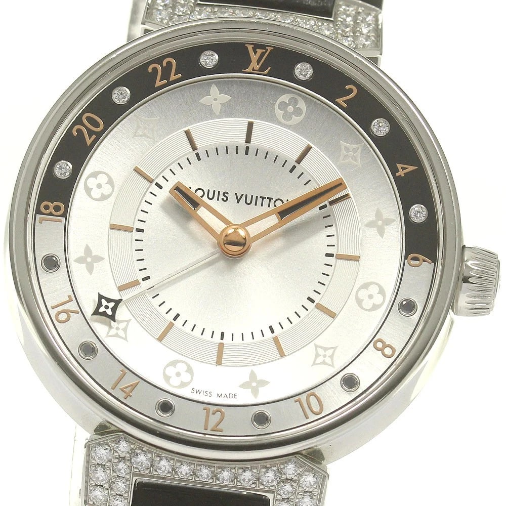 LOUIS VUITTON TAMBOUR WATCH: LOUIS VUITTON Tambour Watch Brand: LOUIS VUITTON Type/Style: Wristwatch Material: Band Material leather, Case Material Stainless Steel / ceramic / leather Color: Band Color black, Dial Color Silver,