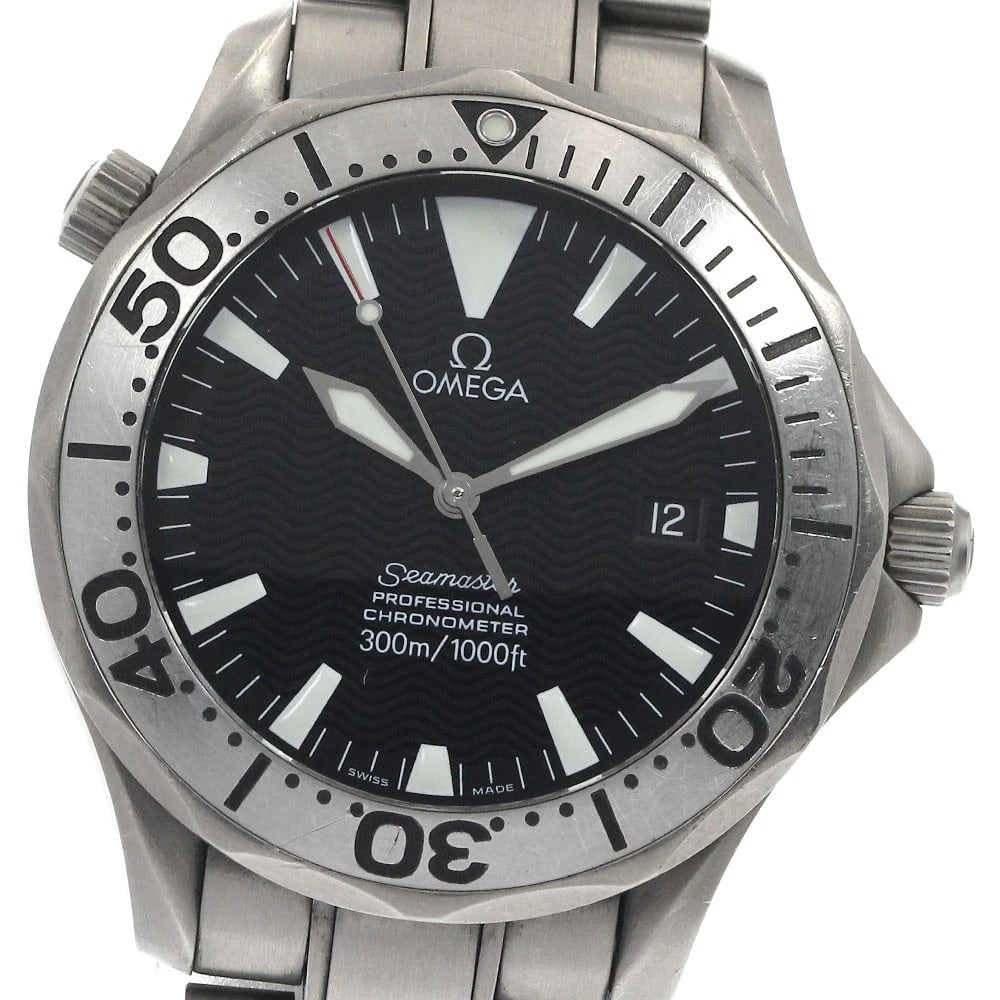 OMEGA SEAMASTER DATE BLACK AUTOMATIC WATCH: OMEGA Seamaster Date black Automatic Watch Brand: OMEGA Type/Style: Wristwatch Material: Band Material titanium, Case Material titanium / titanium Color: Band Color Silver, Dial Color black, Case