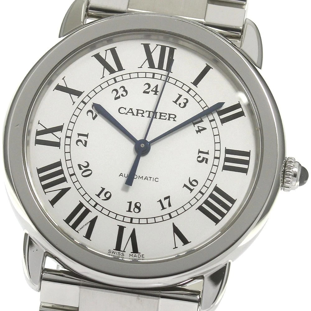 CARTIER RONDE SILVER AUTOMATIC WATCH: CARTIER Ronde Silver Automatic Watch Brand: CARTIER Type/Style: Wristwatch Material: Band Material Stainless Steel, Case Material Stainless Steel / Stainless Steel Color: Band Color Silver, Dial