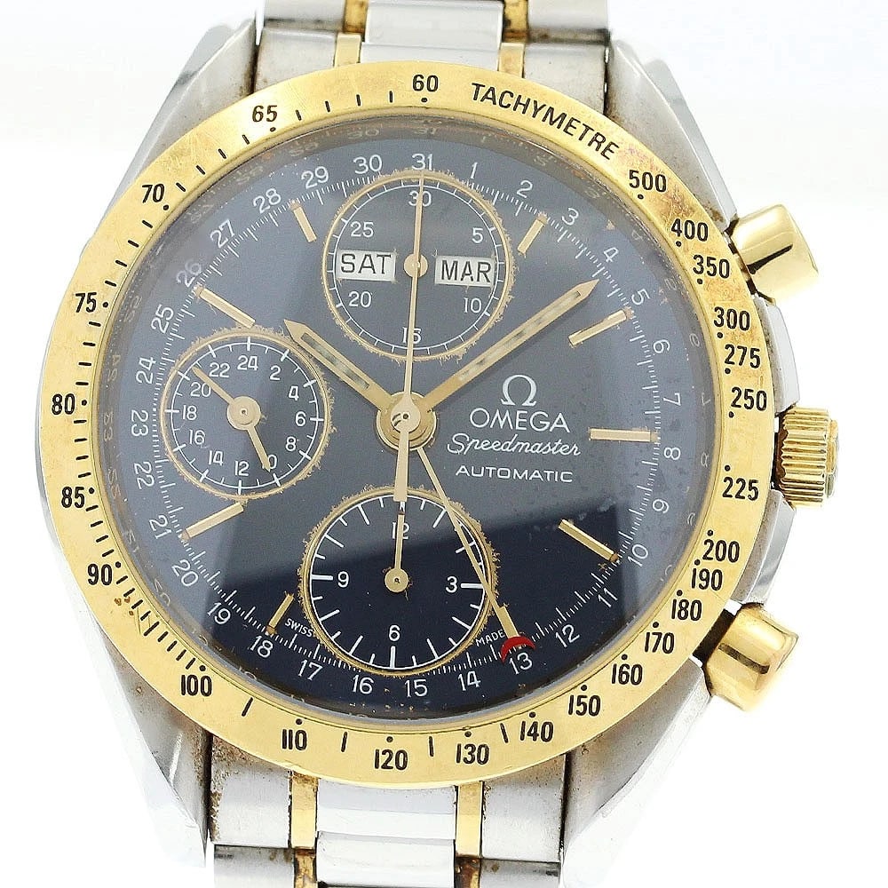 OMEGA SPEEDMASTER CHRONOGRAPH TRIPLE CALENDAR AUTOMATIC MEN'S, WATCH: OMEGA Speedmaster Chronograph Triple calendar Automatic Men's, Watch Brand: OMEGA Type/Style: Wristwatch Material: Band Material Stainless Steel/YG, Case Material Stainless Steel / Stainless Steel