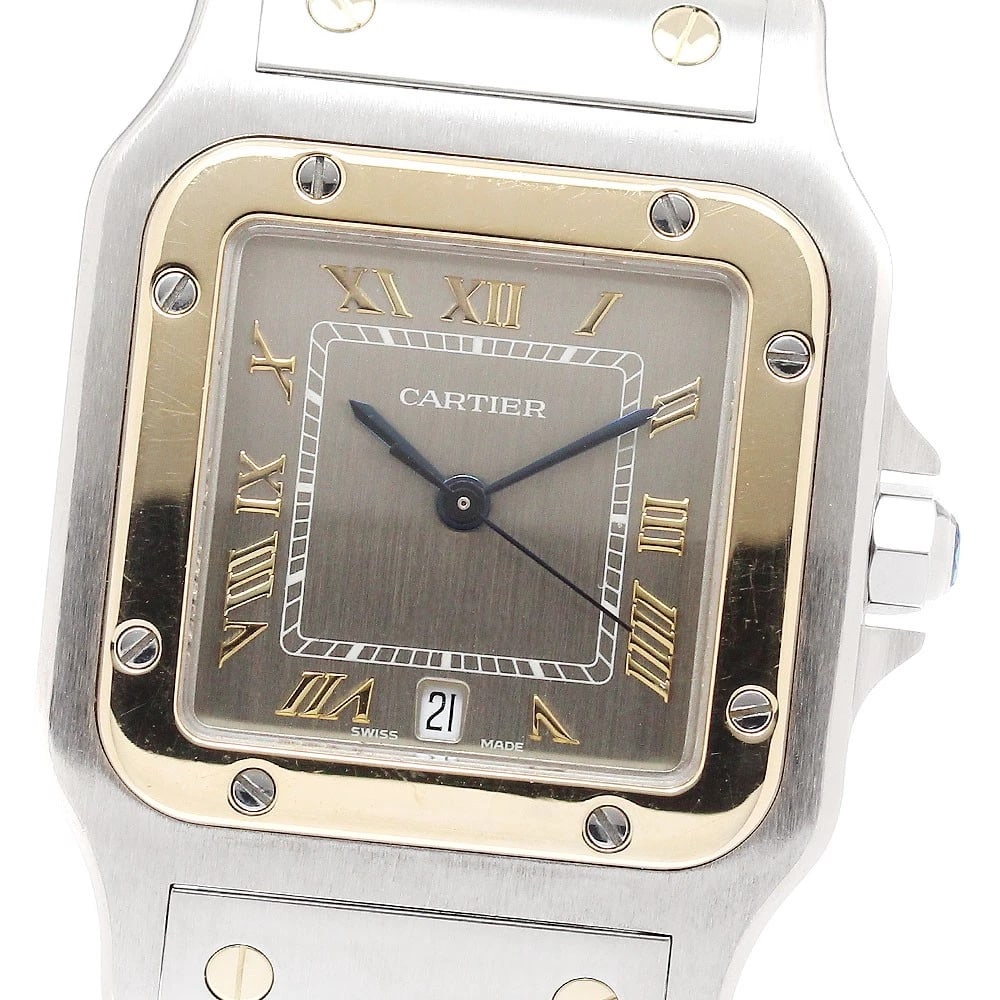 CARTIER SANTOS GALBE TONE GRAY DIAL QUARTZ WATCH: CARTIER Santos Galbe tone Gray Dial Quartz Watch Brand: CARTIER Type/Style: Wristwatch Material: Band Material Stainless Steel/YG, Case Material Stainless Steel/YG / Stainless Steel/YG Color: Band
