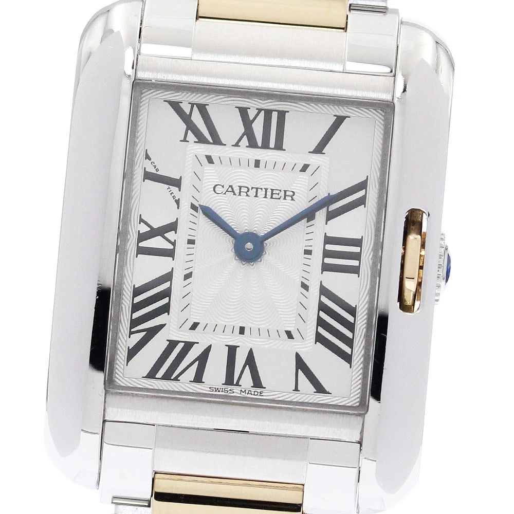 CARTIER TANK ANGLAZE SM SILVER DIAL QUARTZ LADIES WATCH: CARTIER Tank Anglaze SM Silver Dial Quartz Ladies Watch Brand: CARTIER Type/Style: Wristwatch Material: Band Material Stainless Steel/K18YG, Case Material Stainless Steel / Stainless Steel Color: