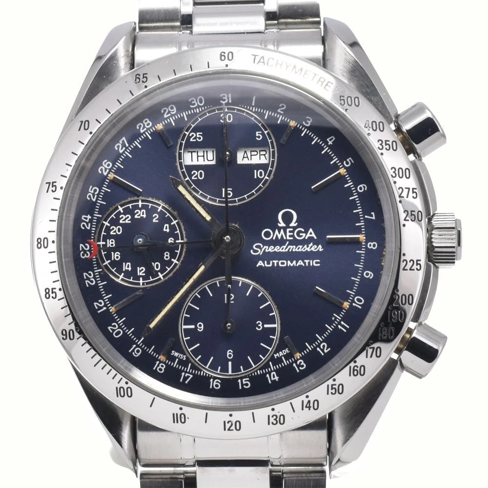 OMEGA SPEEDMASTER CHRONOGRAPH AUTOMATIC MEN'S WATCH: OMEGA Speedmaster Chronograph Automatic Men's Watch Brand: OMEGA Type/Style: Wristwatch Material: Band Material Stainless Steel, Case Material Stainless Steel Color: Band Color Silver, Dial Color blue
