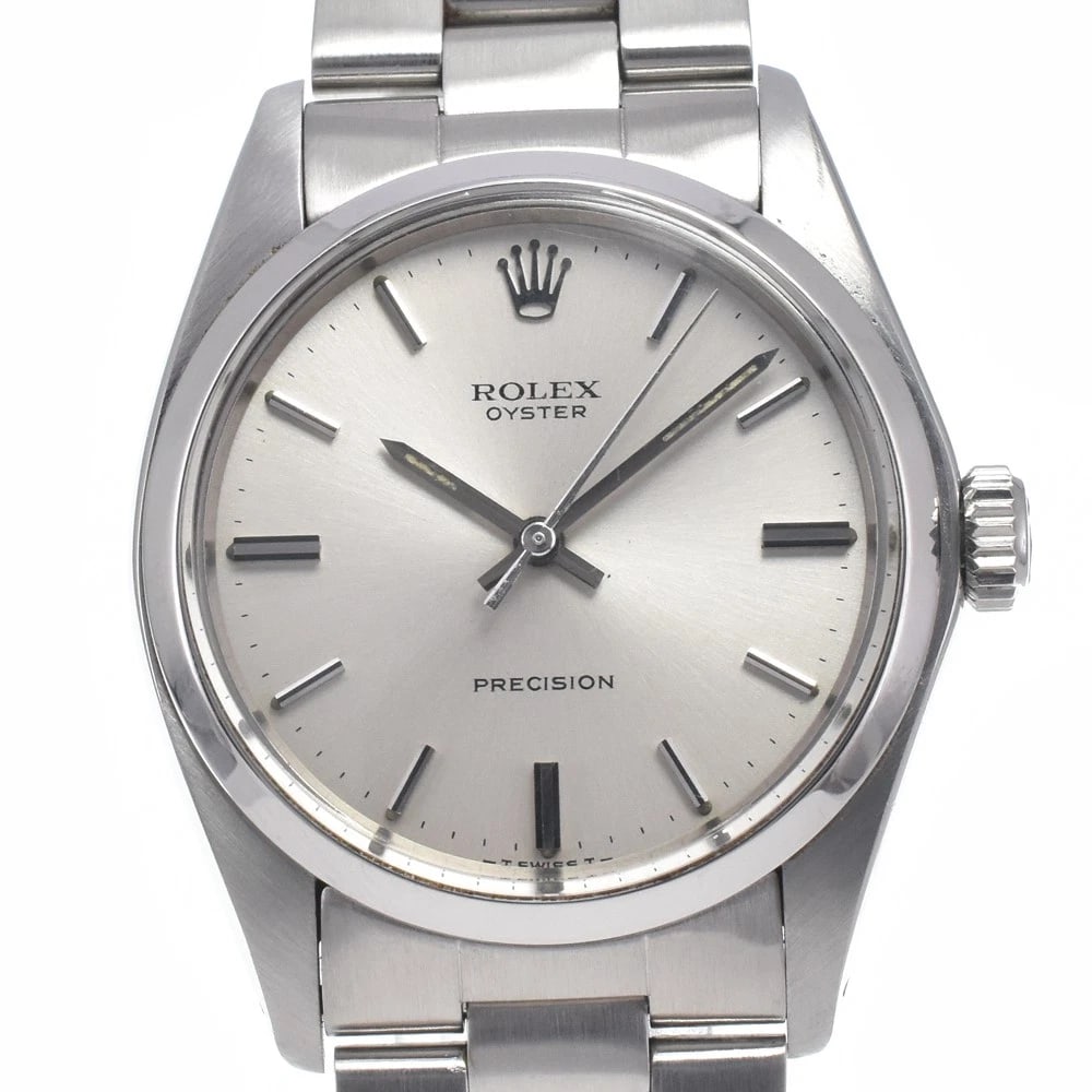 ROLEX OYSTER PRECISION HAND WINDING MEN'S WATCH: ROLEX Oyster Precision Hand Winding Men's Watch Brand: ROLEX Type/Style: Wristwatch Material: Band Material Stainless Steel, Case Material Stainless Steel Color: Band Color Silver, Dial Color Silver,