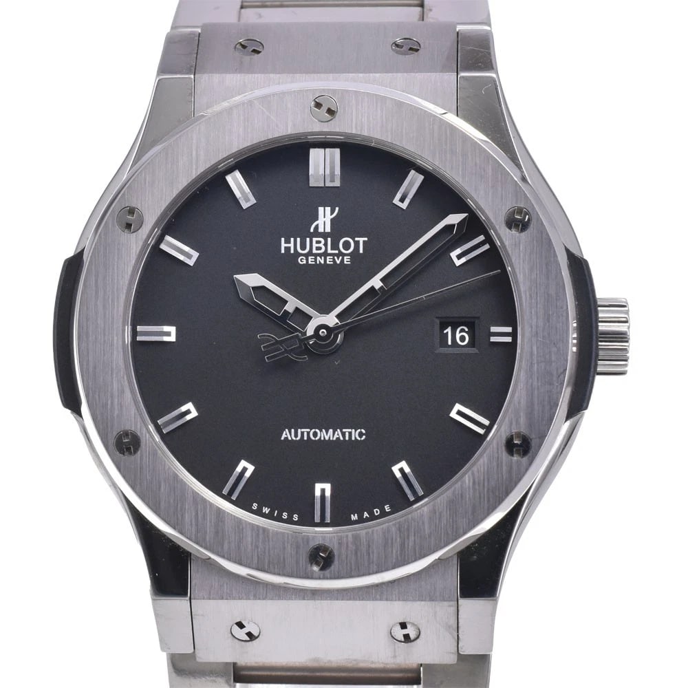 HUBLOT CLASSIC FUSION TITANIUM AUTOMATIC MEN'S WATCH: HUBLOT Classic Fusion Titanium Automatic Men's Watch Brand: HUBLOT Type/Style: Wristwatch Material: Band Material titanium, Case Material titanium Color: Band Color Silver, Dial Color black, Case Colo