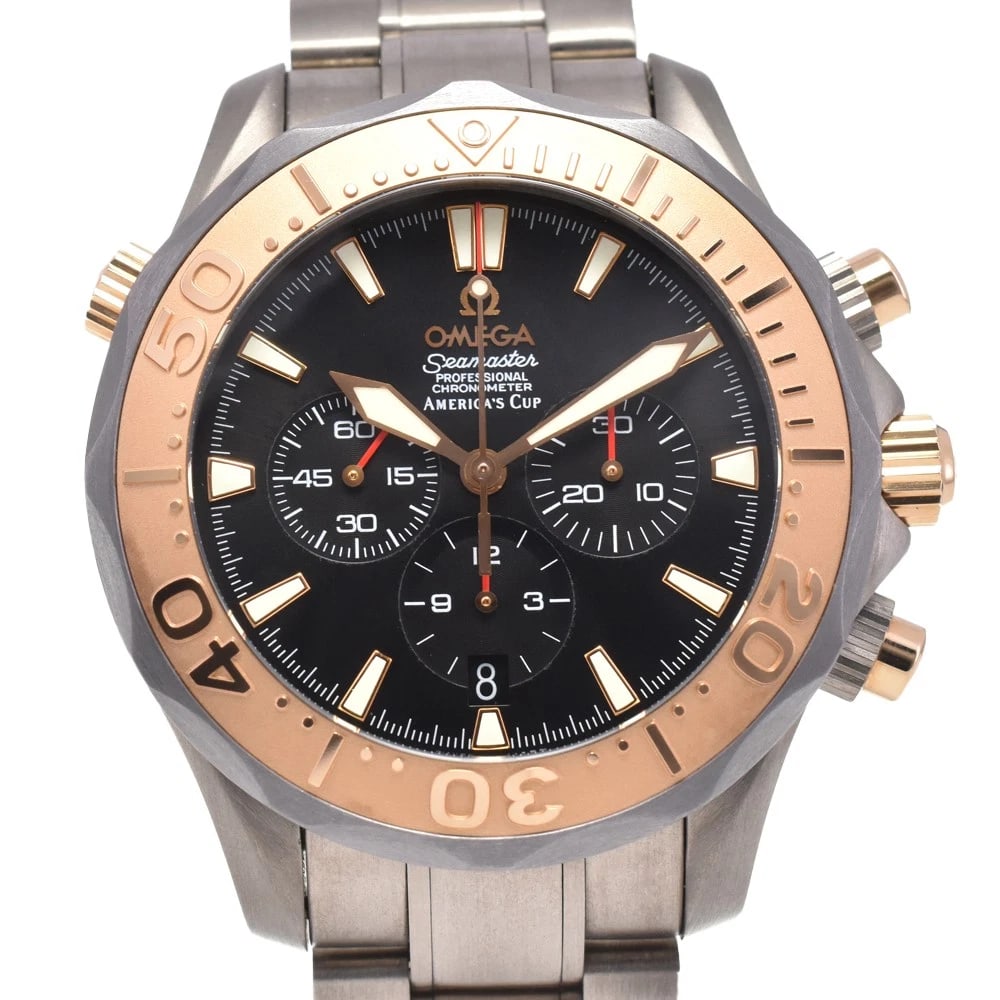OMEGA SEAMASTER TITANIUM K18PG BLACK DIAL AUTOMATIC MEN'S WATCH: OMEGA Seamaster Titanium K18PG black Dial Automatic Men's Watch Brand: OMEGA Type/Style: Wristwatch Material: Band Material titanium, Case Material Titanium / K18PG Color: Band Color Silver, Dial