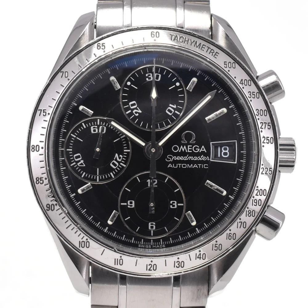 OMEGA SPEEDMASTER CHRONOGRAPH BLACK DIAL AUTOMATIC MEN'S WATCH: OMEGA Speedmaster Chronograph black Dial Automatic Men's Watch Brand: OMEGA Type/Style: Wristwatch Material: Band Material Stainless Steel, Case Material Stainless Steel Color: Band Color Silver, Dial